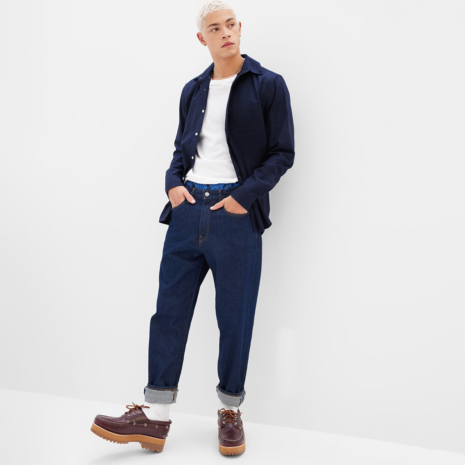 Overhemden GAP Stardard Oxford Shirt Tapestry Navy