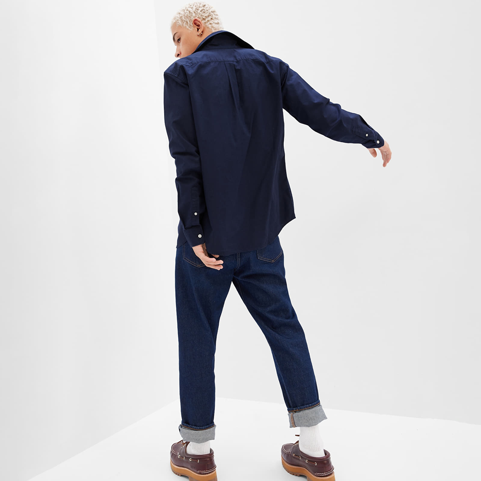 Overhemden GAP Stardard Oxford Shirt Tapestry Navy