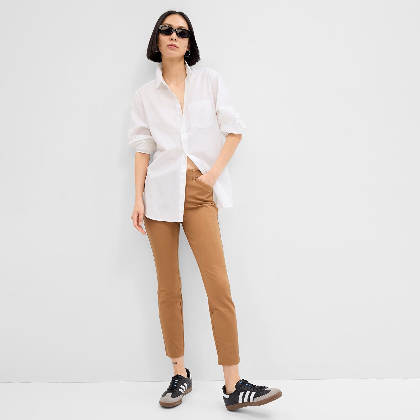 Dámské kalhoty GAP Skinny Ankle Bistrech Pants Camel Hair