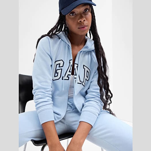 GAP Logo  Fullzip Hoodie Light Blue Shadow