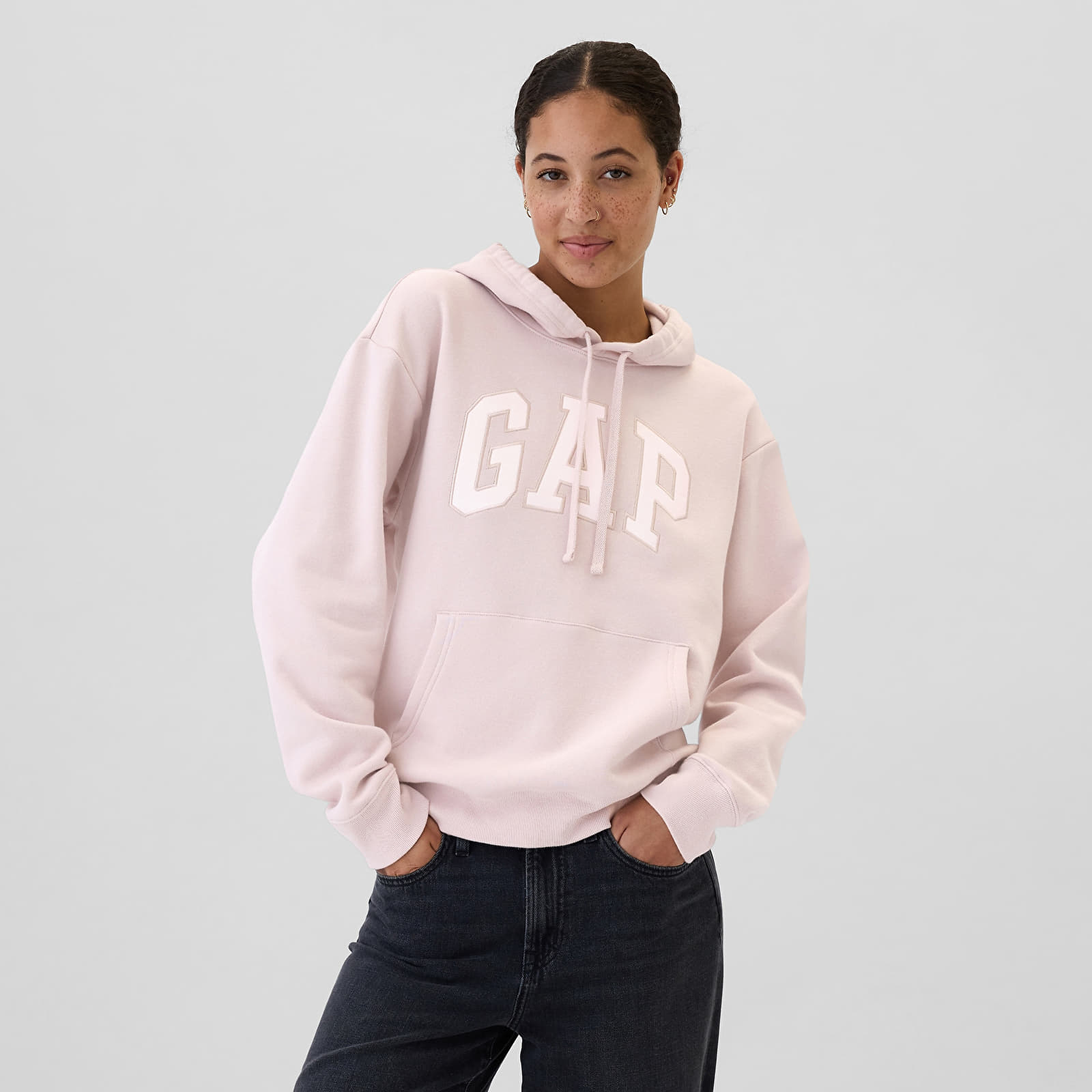 Women's Sweatshirts GAP Logo  Pullover Hoodie Dull Rose Satin