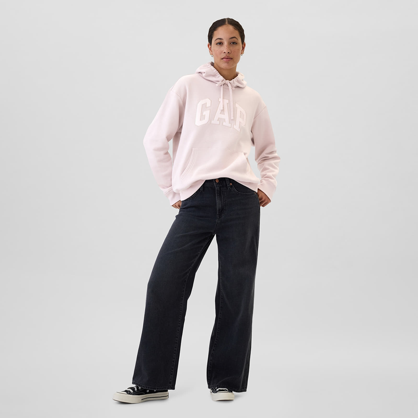 Women's Sweatshirts GAP Logo  Pullover Hoodie Dull Rose Satin