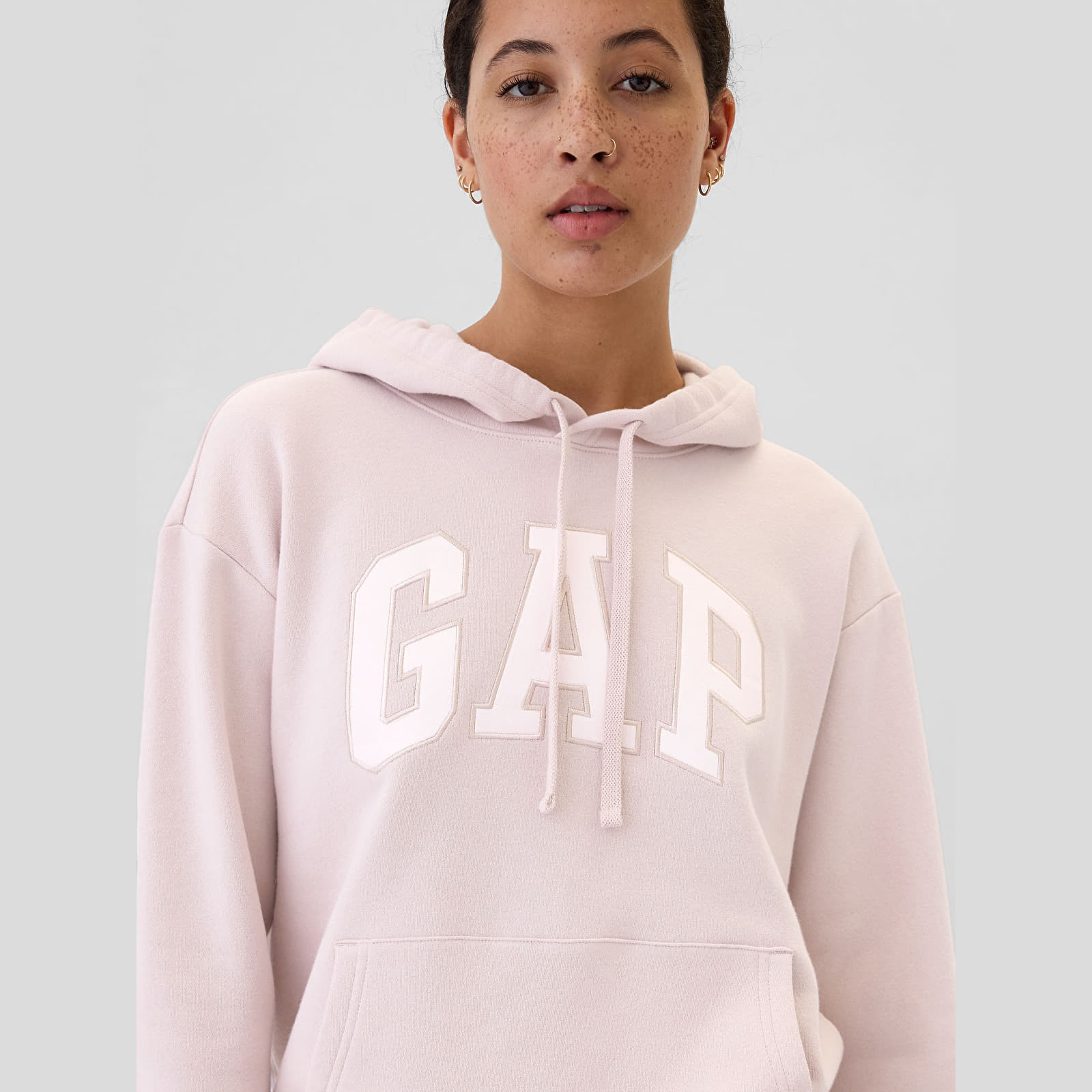 Women's Sweatshirts GAP Logo  Pullover Hoodie Dull Rose Satin