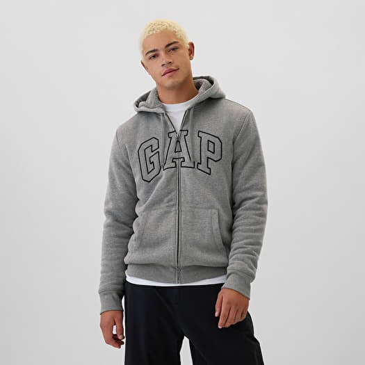 Heren sweatshirts GAP Logo Fullzip Sherpa Hoodie Grey Heather Queens
