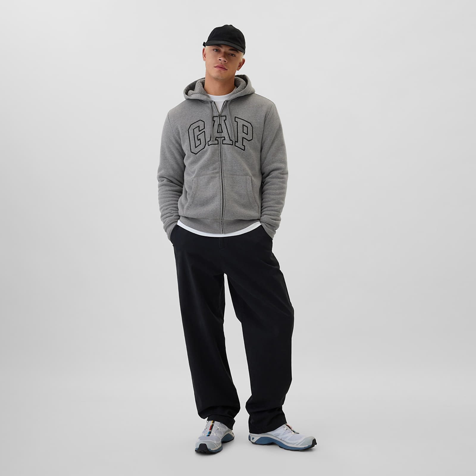 Men's sweatshirts GAP Logo Fullzip Sherpa Hoodie Grey Heather
