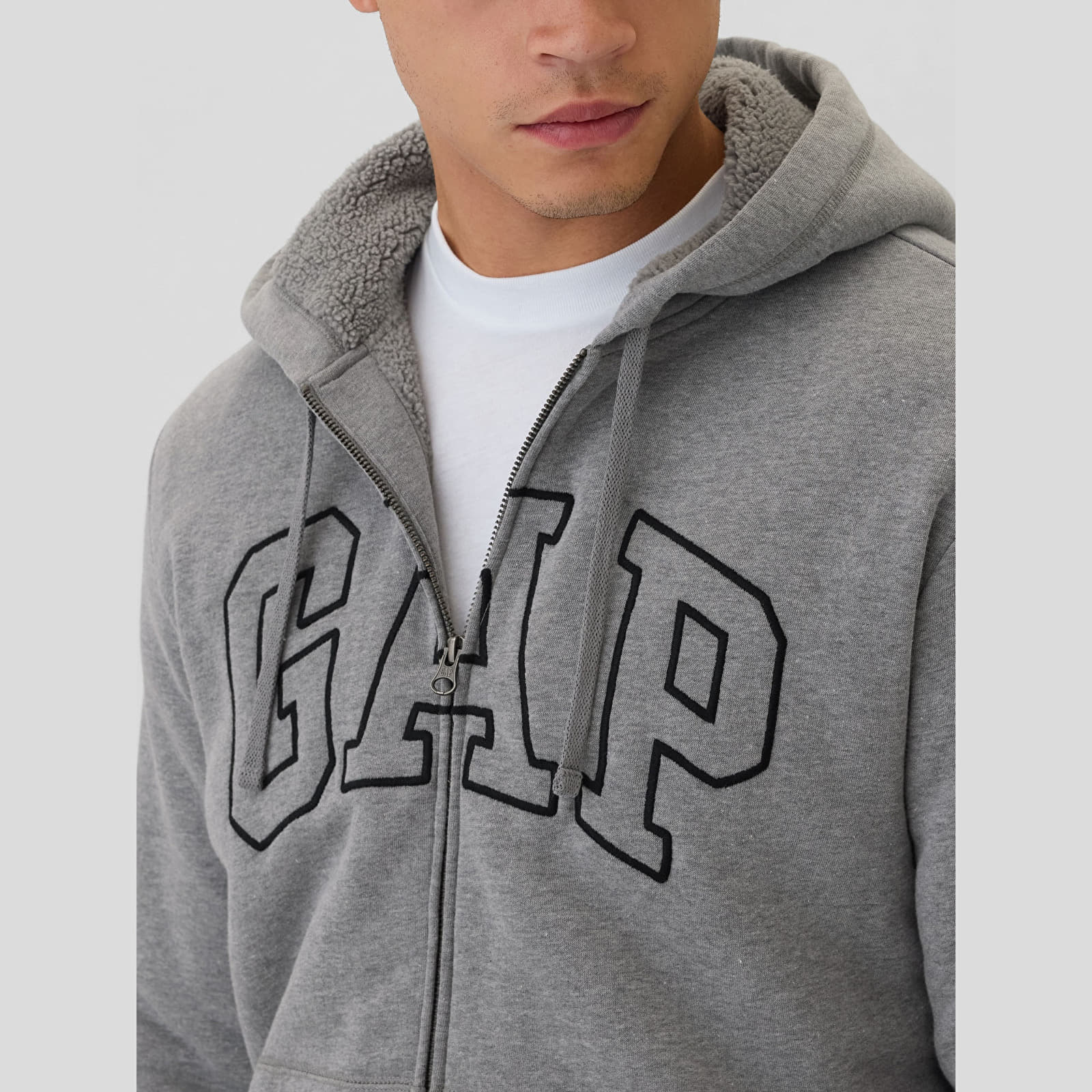 Men's sweatshirts GAP Logo Fullzip Sherpa Hoodie Grey Heather