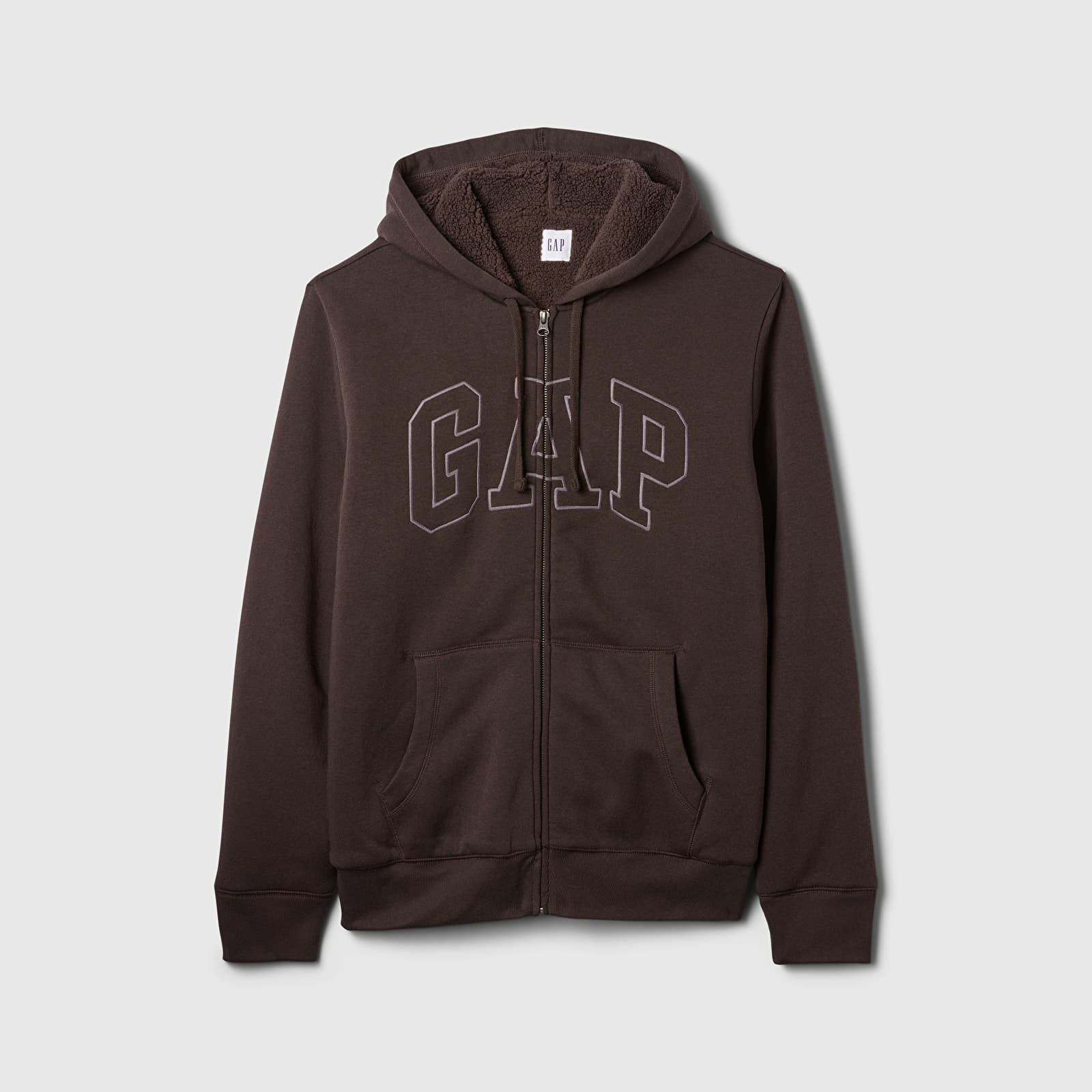 GAP Logo Fullzip Sherpa Hoodie Terra Brown | Queens