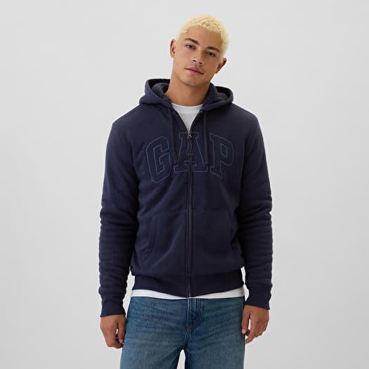 GAP Logo Fullzip Sherpa Hoodie Navy Uniform