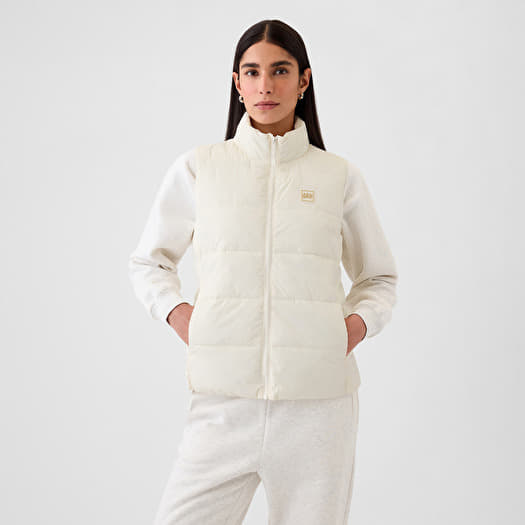 GAP Logo Puffer Vest Ivory Frost