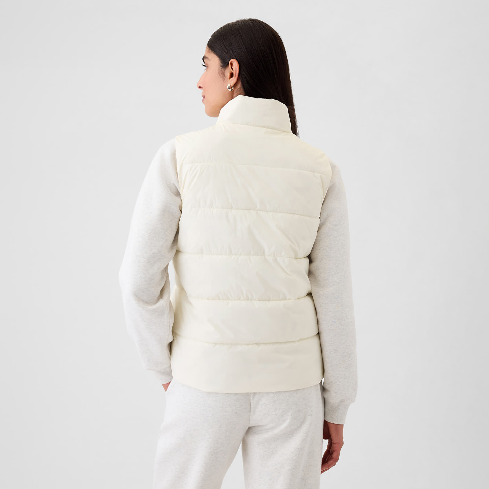 Women's cardigans GAP Logo Puffer Vest Ivory Frost