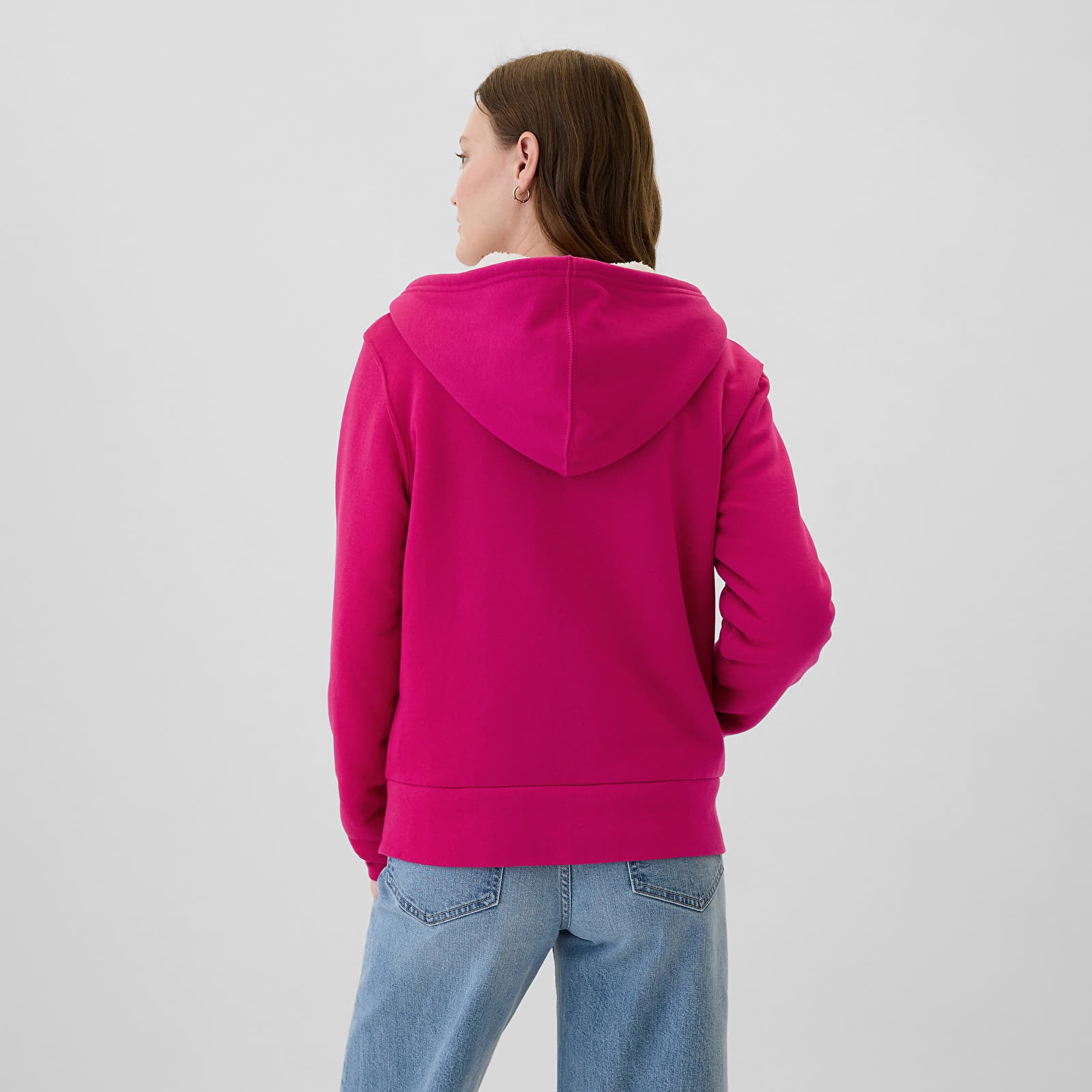 Женски потници GAP Logo Sherpa Fullzip Hoodie Bright Beet