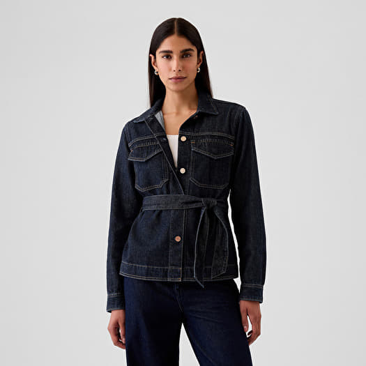 GAP Belted Featherweight Jacket Dark Wash Indigo