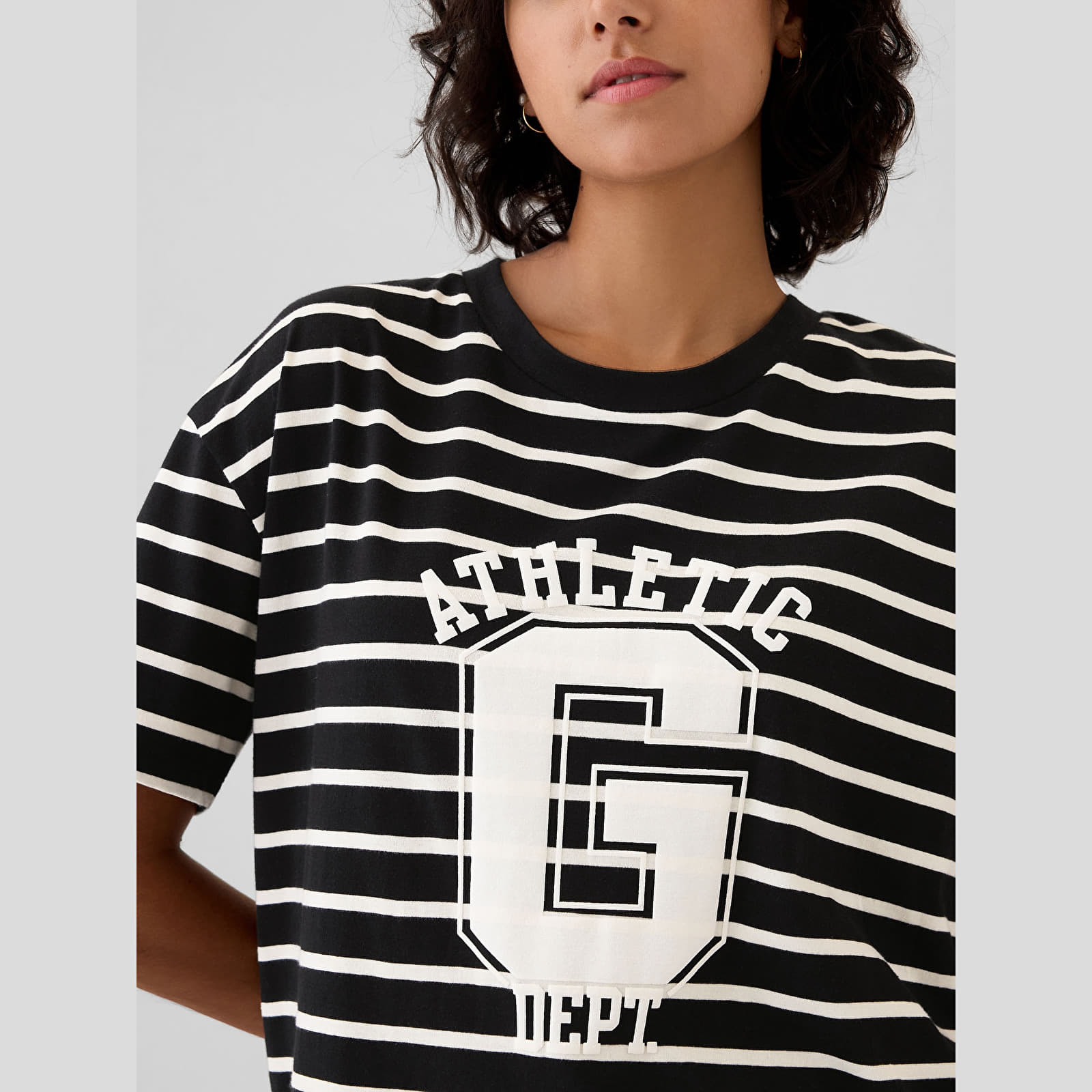 Women's T-shirts GAP Shortsleeve Logo Tee Ivory Black Stripe