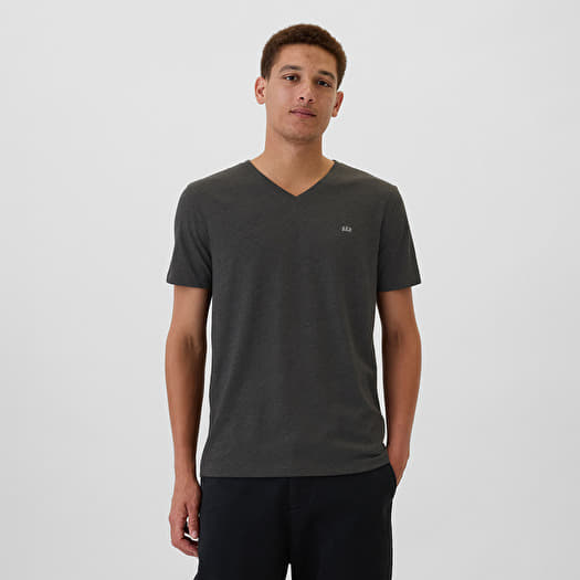 Φανελάκι GAP Micro Logo Vneck Tee Charcoal Heather