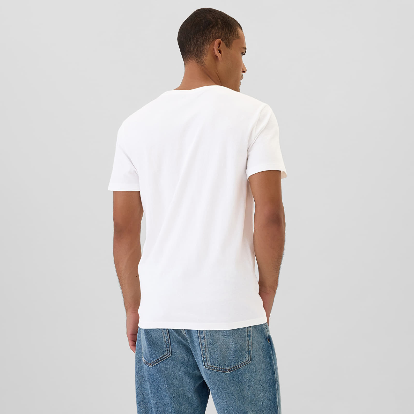 Camisetas hombre GAP Micro Logo Vneck Tee White Global