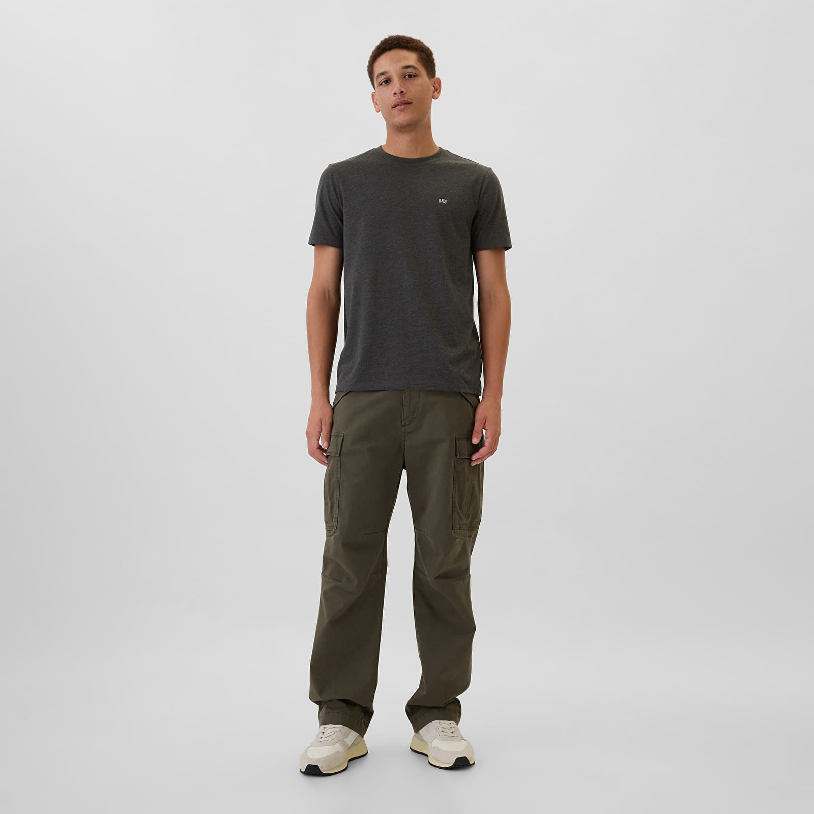 Camisetas hombre GAP Micro Logo Crew Charcoal Heather