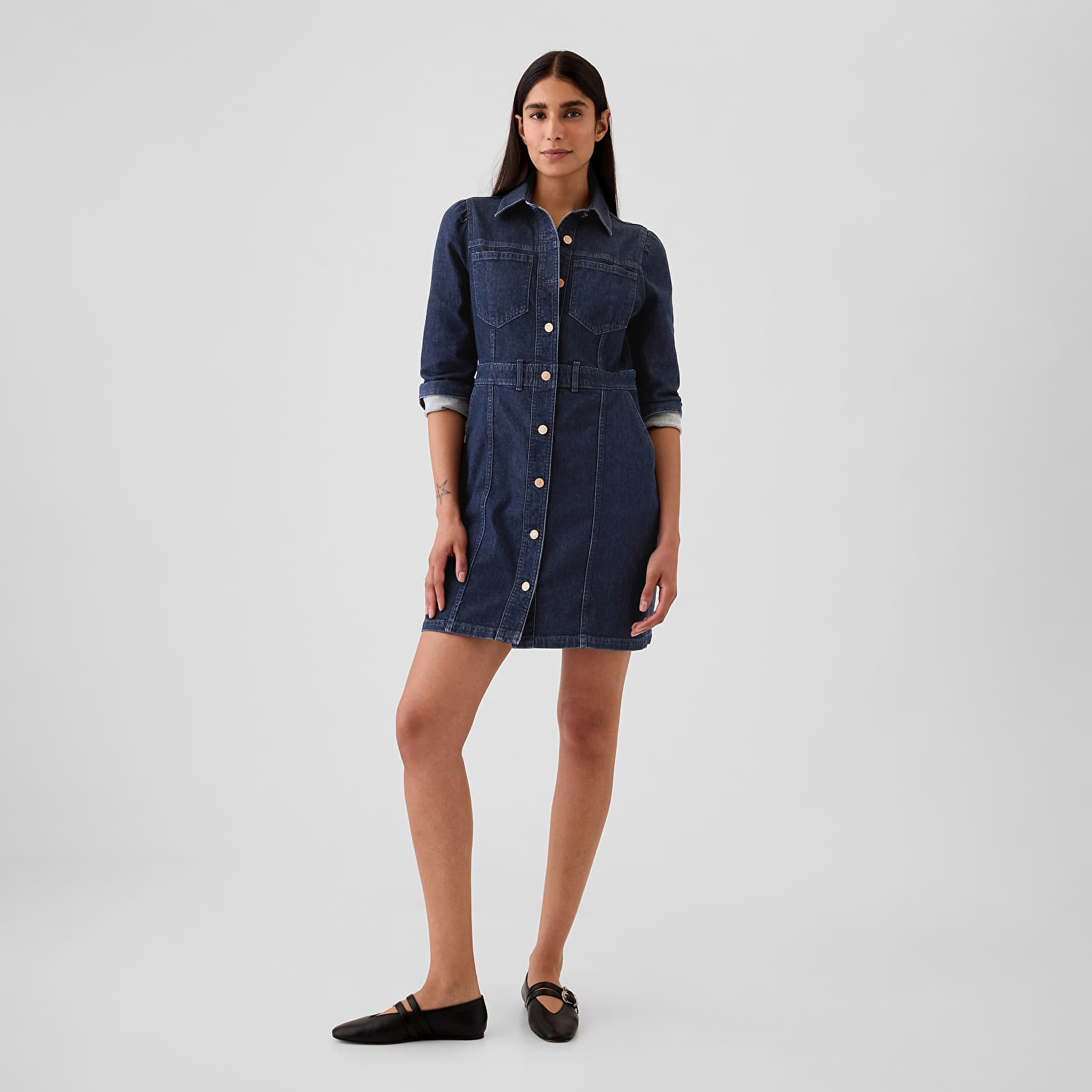 Vestido GAP Denim Dress Dark Wash Indigo