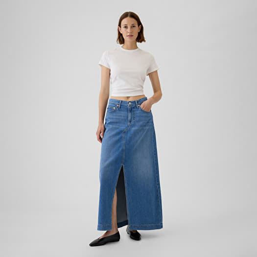 Sukně GAP Denim Maxi Skirt Light Wash Indigo