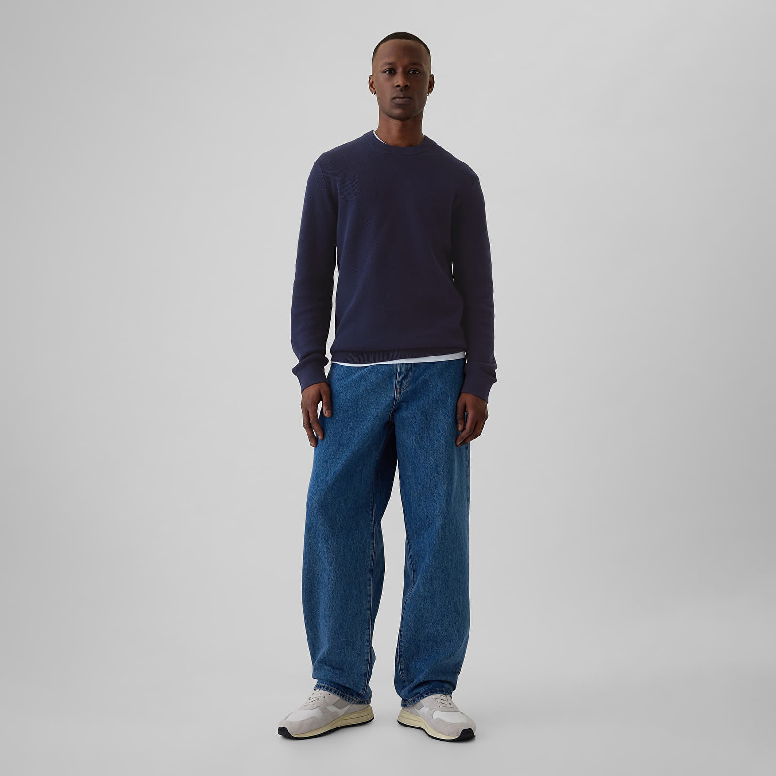 Ανδρικά πουλόβερ GAP Crew Texture Navy Uniform