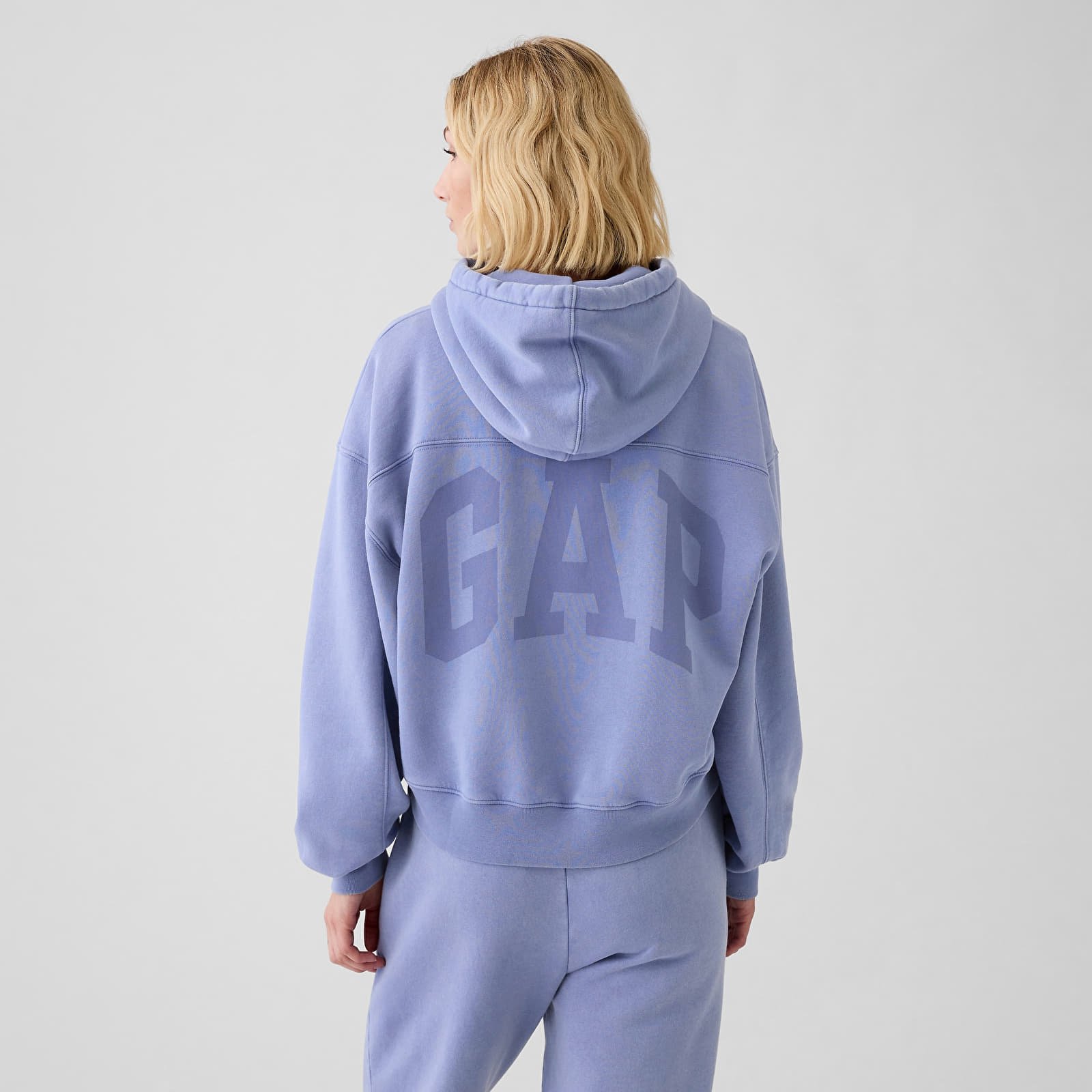 Moteriški džemperiai GAP Logo Abbreviated Hoodie Larkspur Wash