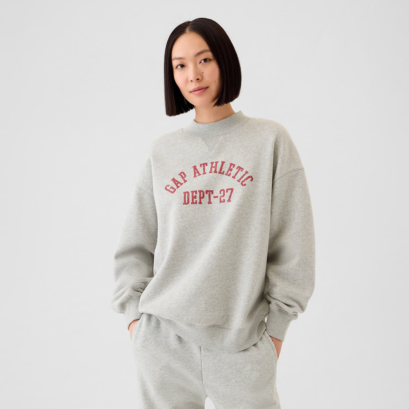 Felpe con cappuccio donna GAP Mockneck Pullover Light Heather Grey