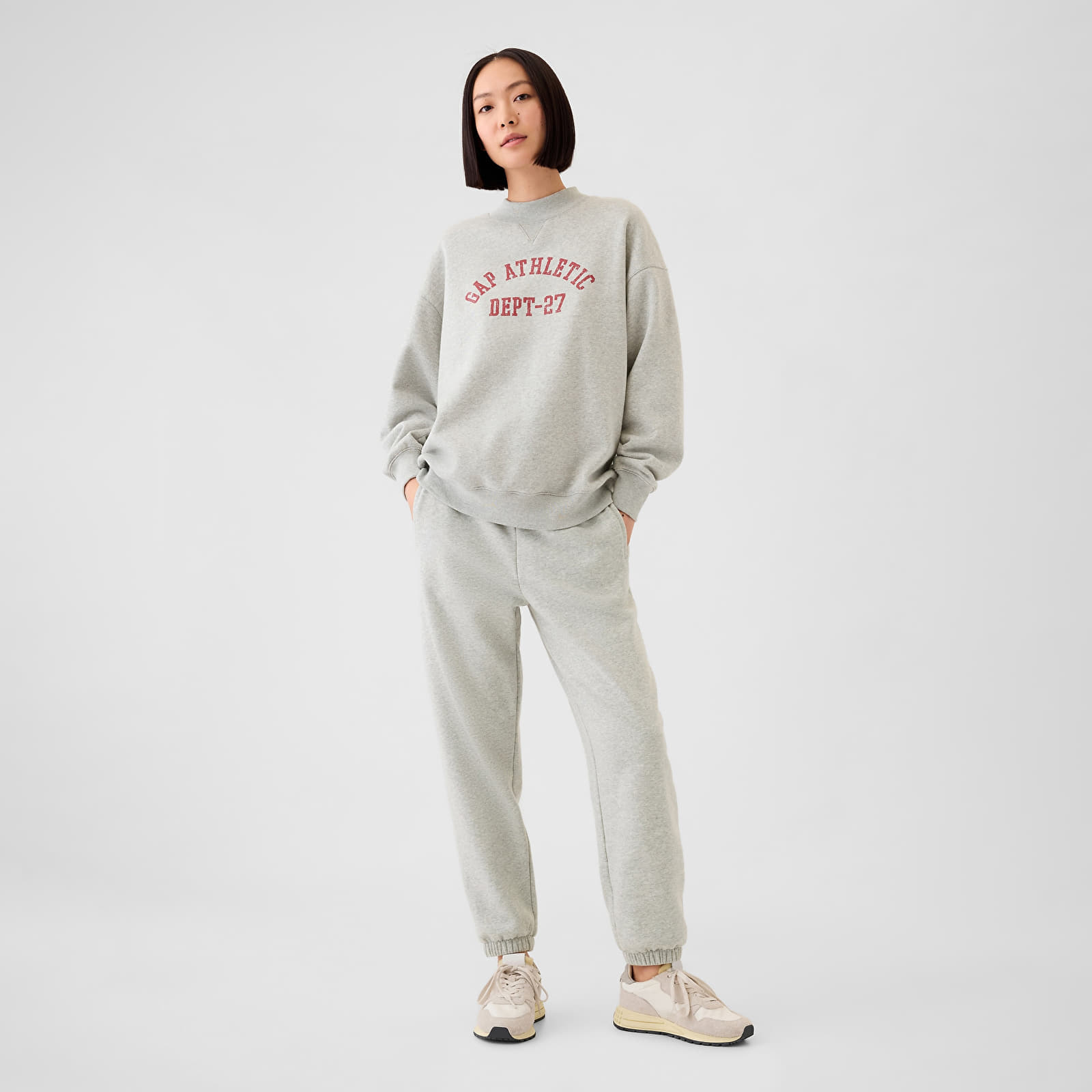 Felpe con cappuccio donna GAP Mockneck Pullover Light Heather Grey
