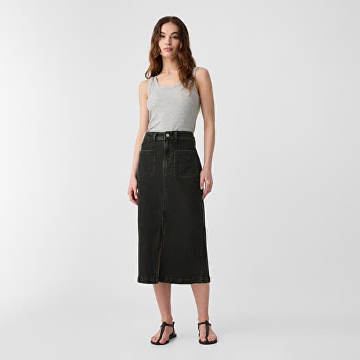Φούστα GAP Denim Midi Skirt Black Wash
