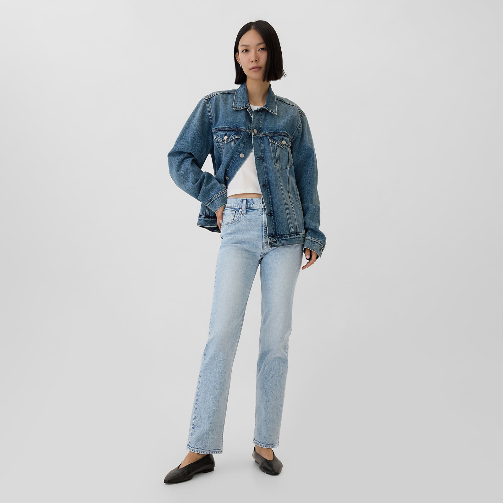 Дамски дънки GAP Denim Pants Straight Light Wash