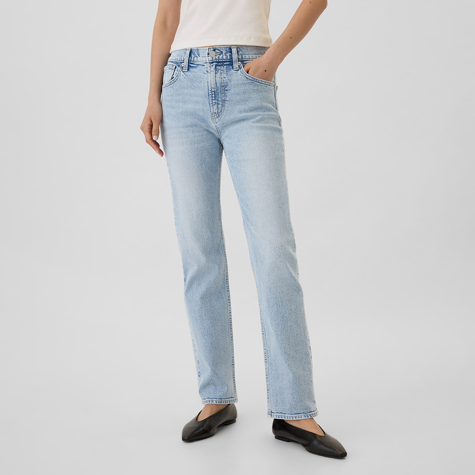 Дамски дънки GAP Denim Pants Straight Light Wash