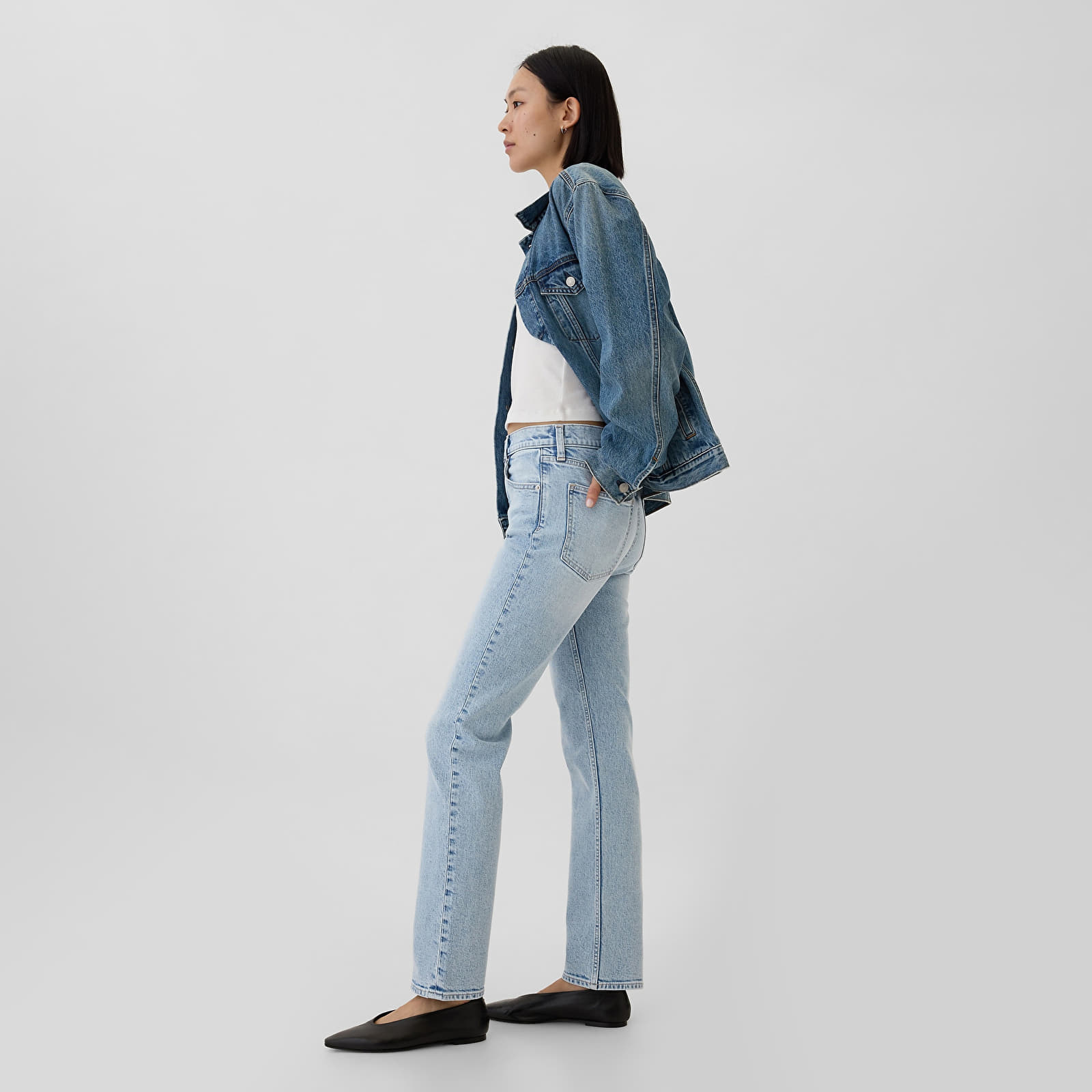 Дамски дънки GAP Denim Pants Straight Light Wash