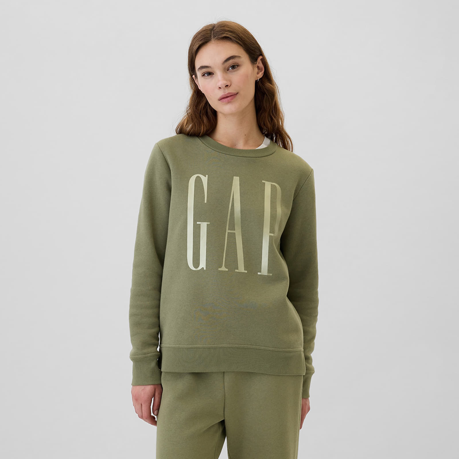 Women s Sweatshirts GAP Logo Sweatshirt Walden Green Queens