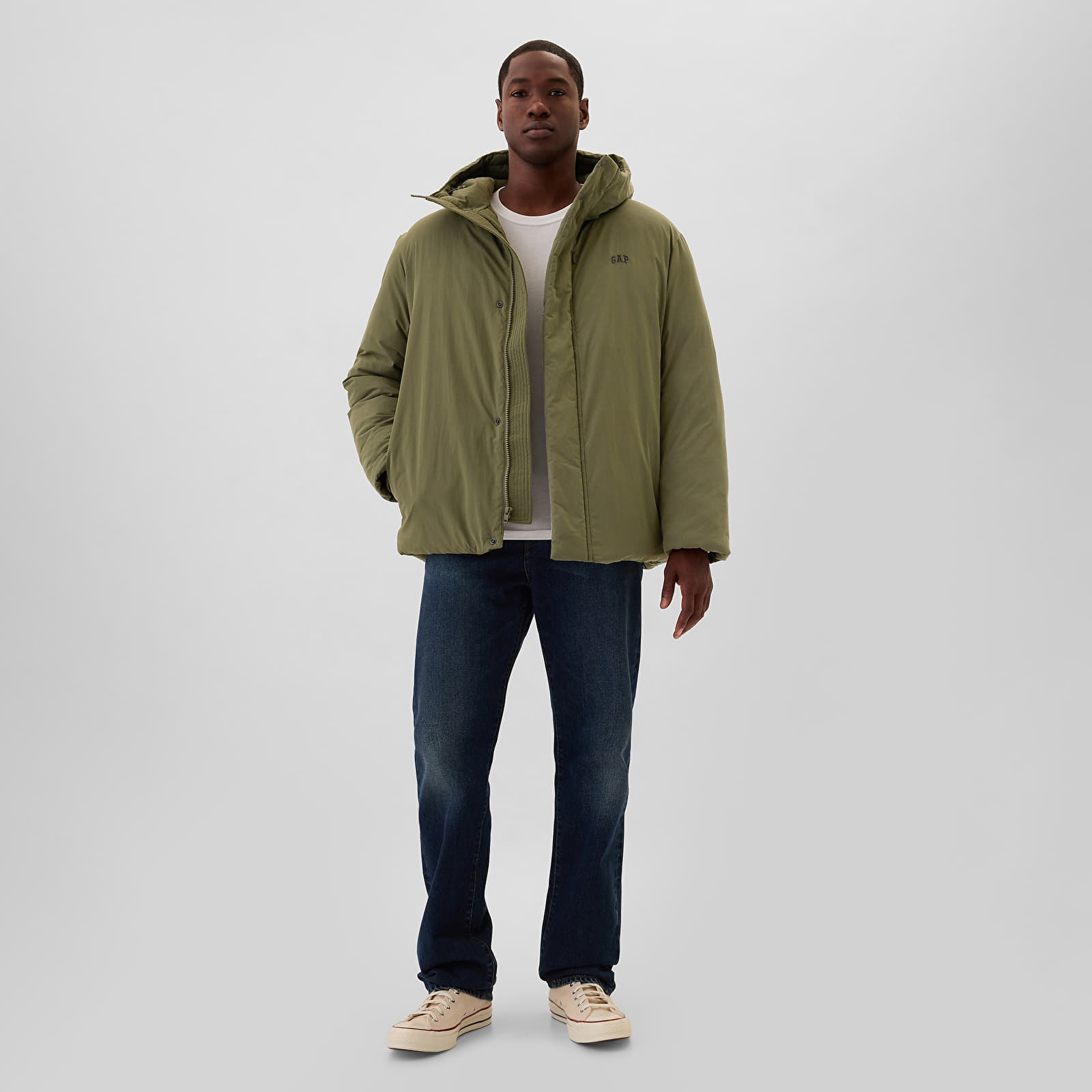Ανδρικά σακάκια GAP Hooded Logo Parka Olive Night