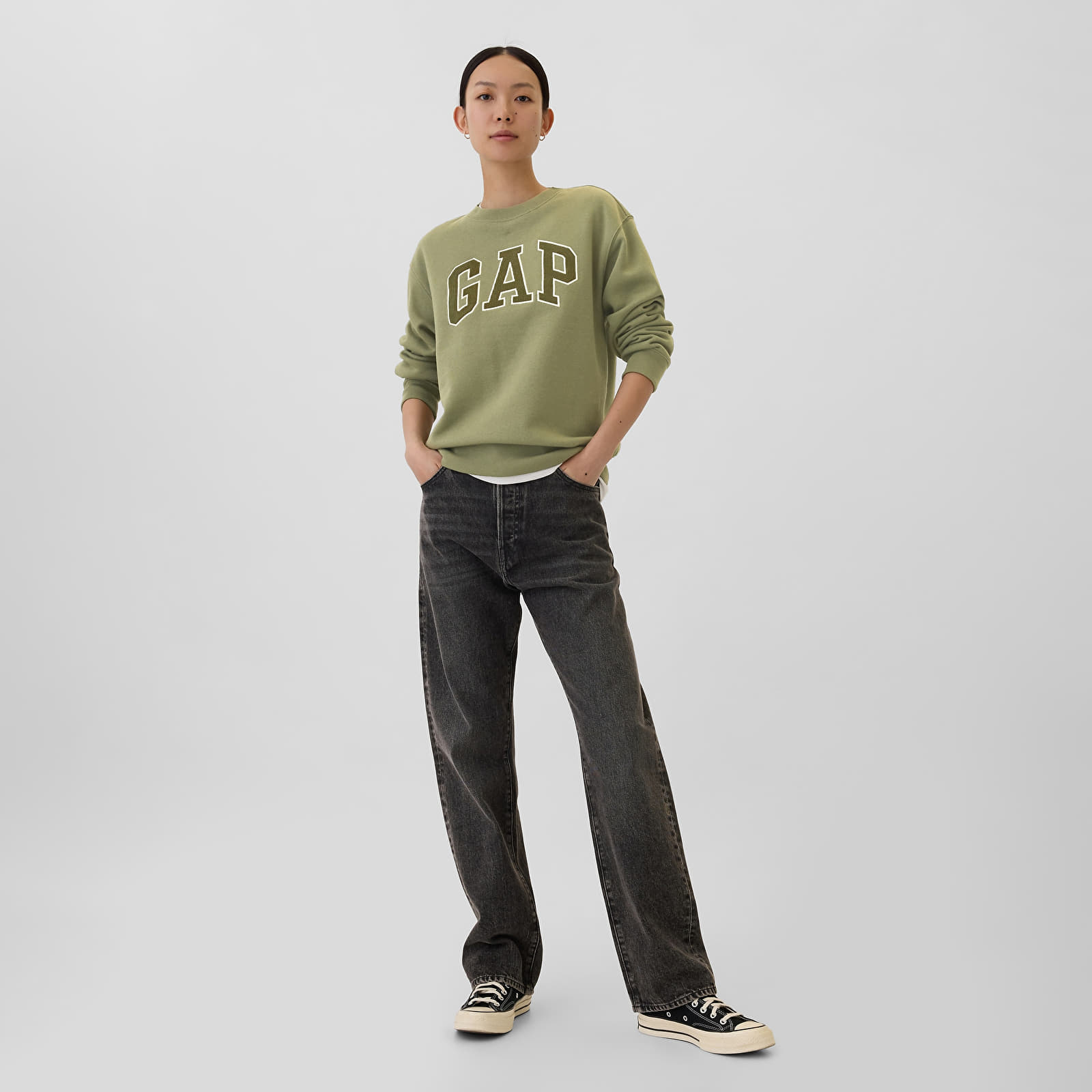 Sudaderas de mujer GAP Logo Crew Olive Cord