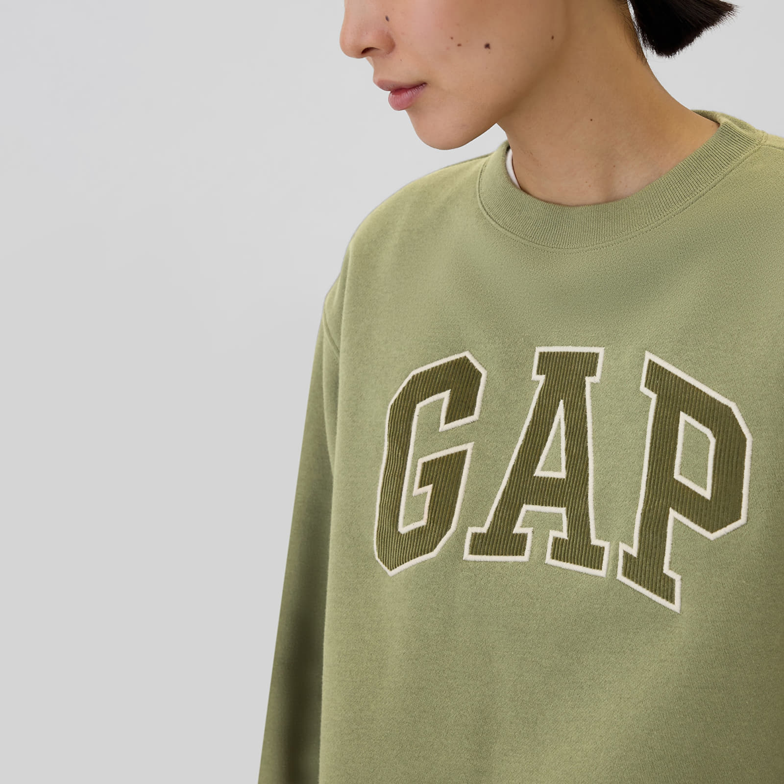 Sudaderas de mujer GAP Logo Crew Olive Cord