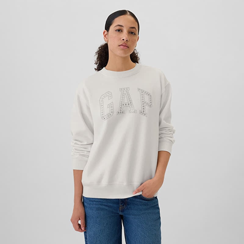 Sweatshirt GAP Logo Crew White Rhinestone
