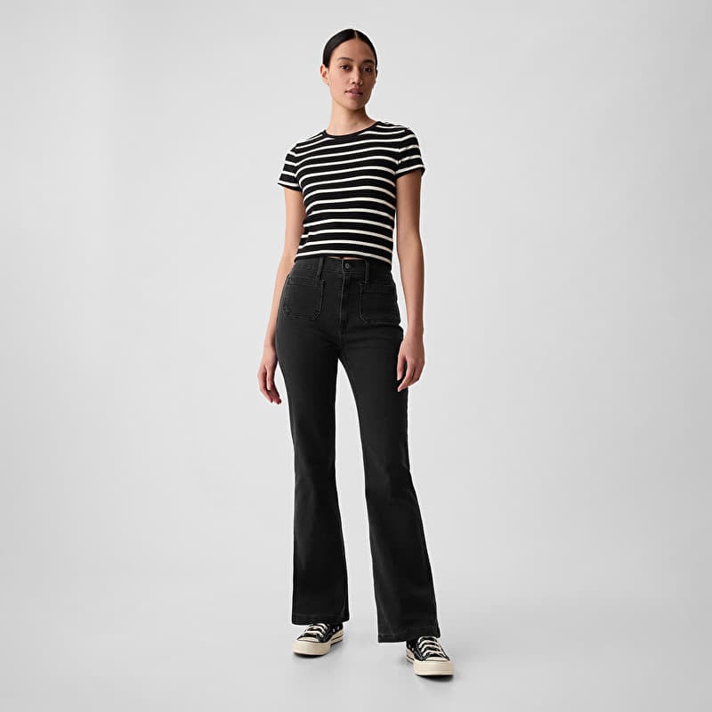 Jeans GAP Denim Pants Flare Basic Black