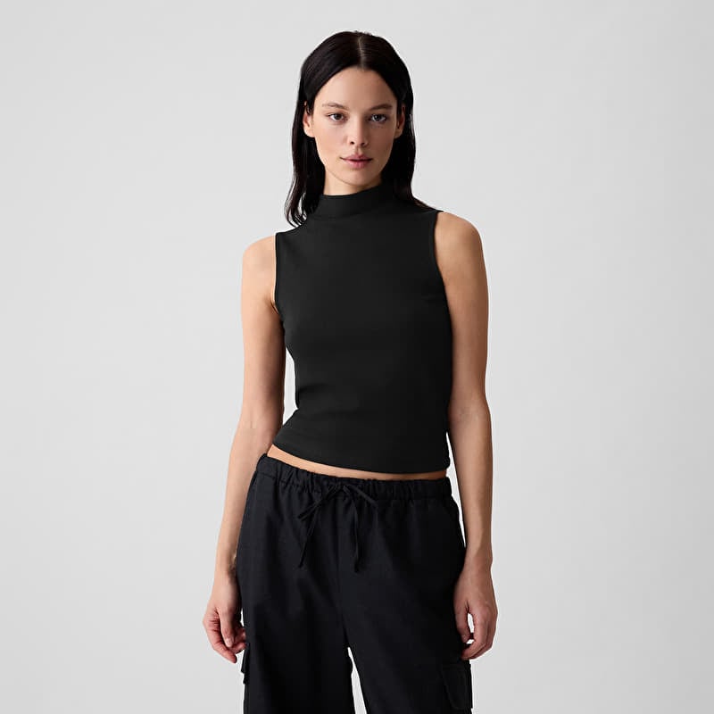 GAP Sleeveless Modal Mock Neck Black