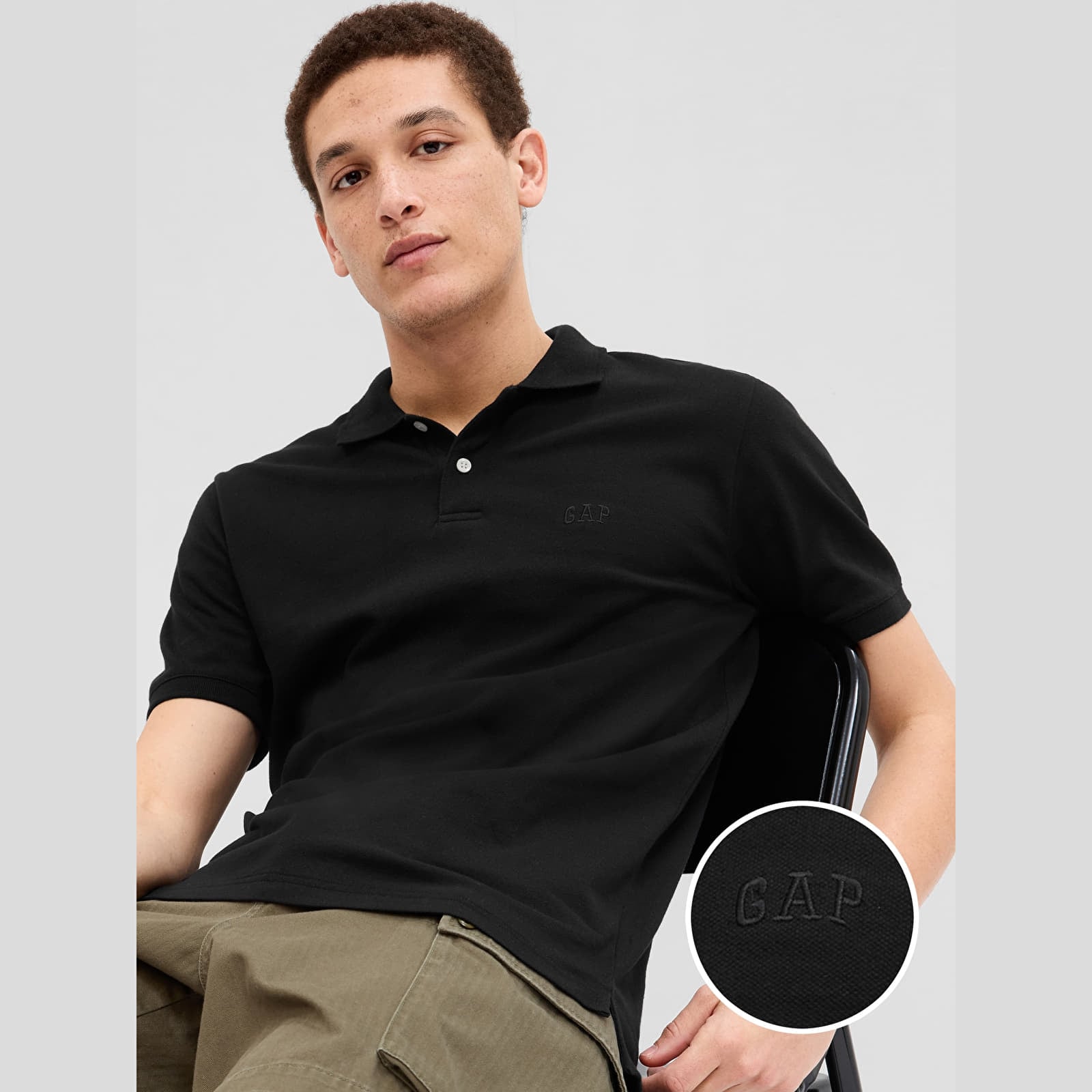 Miesten T-paidat GAP Logo Polo Black