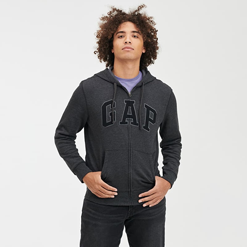 Sweatshirt GAP Logo Fullzip Hoodie New Charcoal Grey