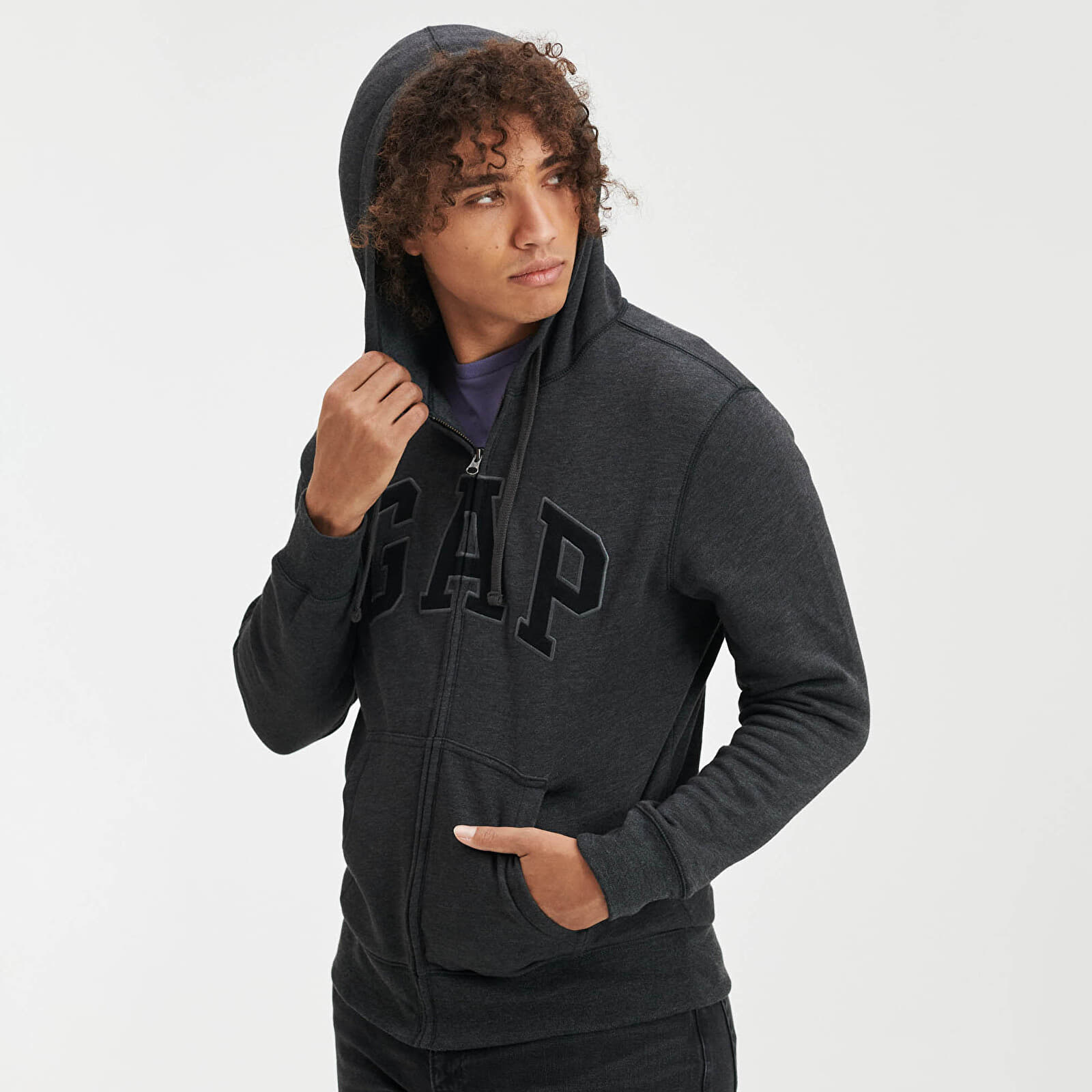 Vīriešu džemperi GAP Logo Fullzip Hoodie New Charcoal Grey