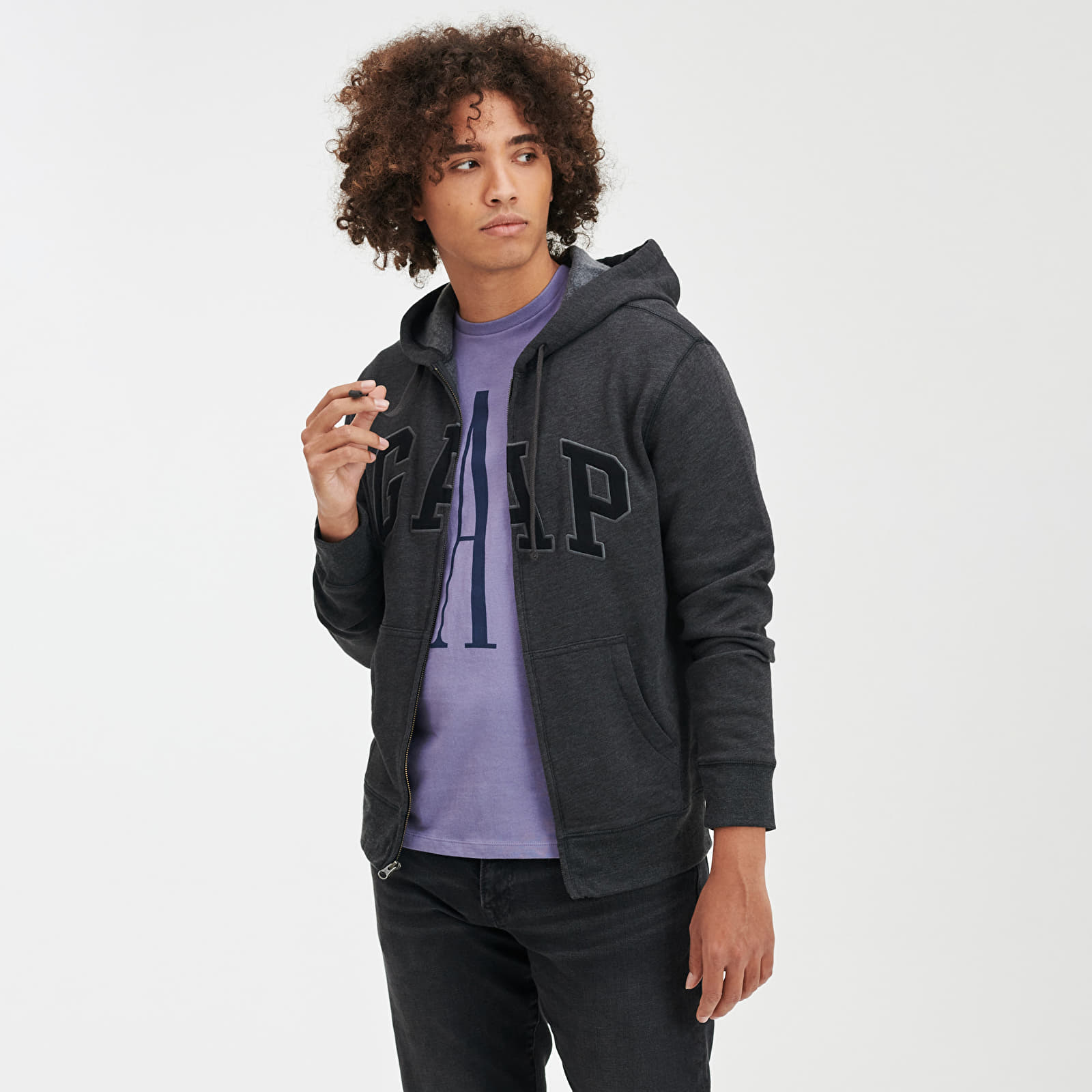 Vīriešu džemperi GAP Logo Fullzip Hoodie New Charcoal Grey