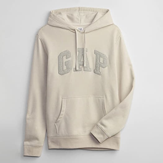 Men s sweatshirts GAP Logo Pullover Hoodie Unbleached White Queens