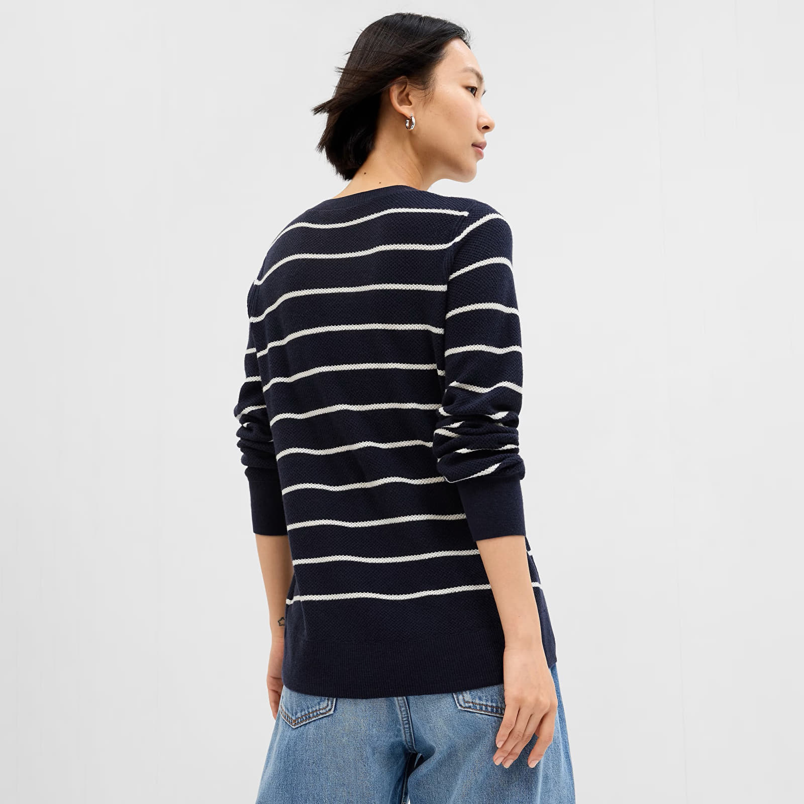 Swetry damskie GAP Bella Crew Navy Stripe