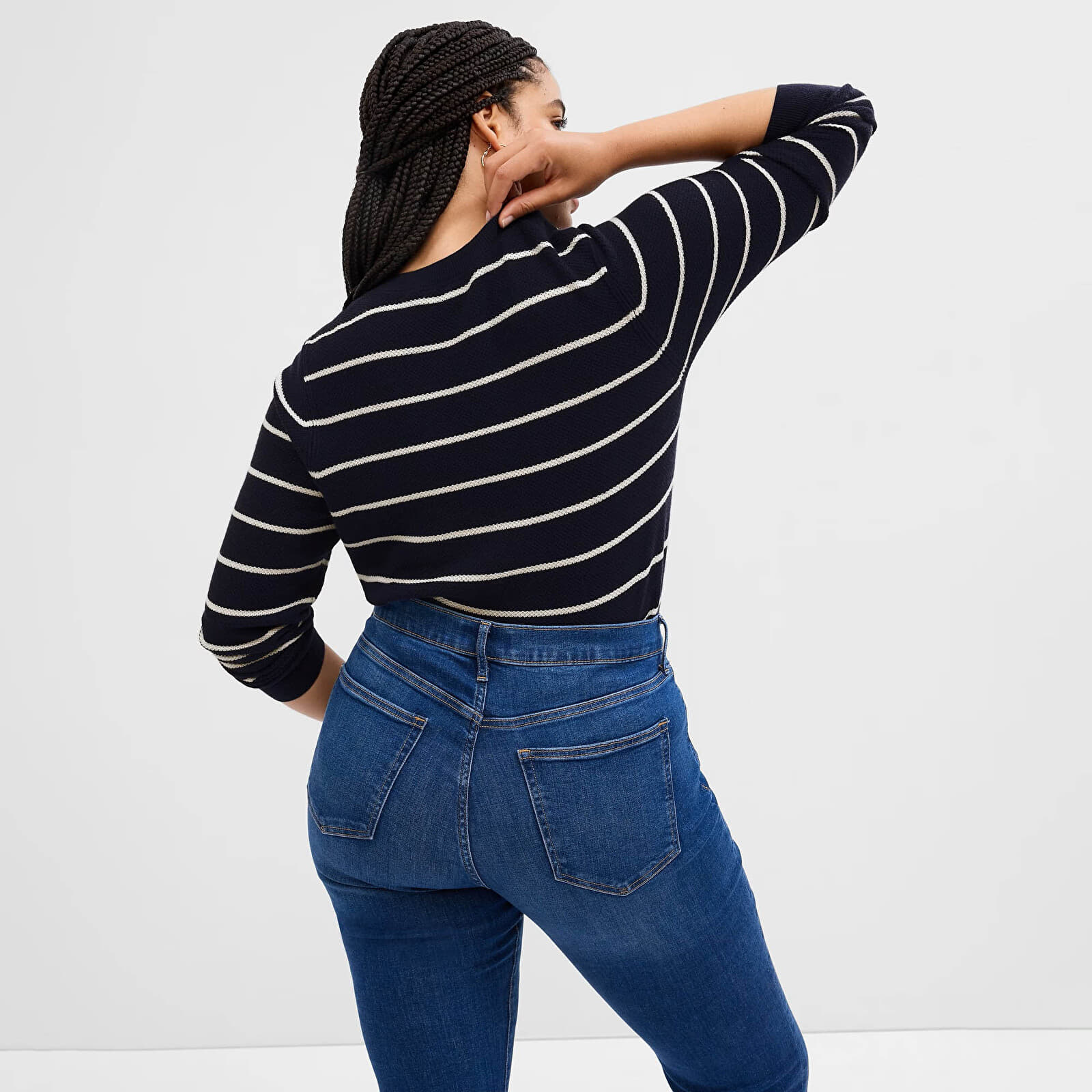 Swetry damskie GAP Bella Crew Navy Stripe