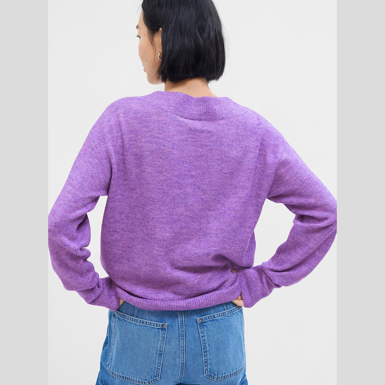 Damen Pullover GAP V Neck Sweater Lilac Blossom Melange