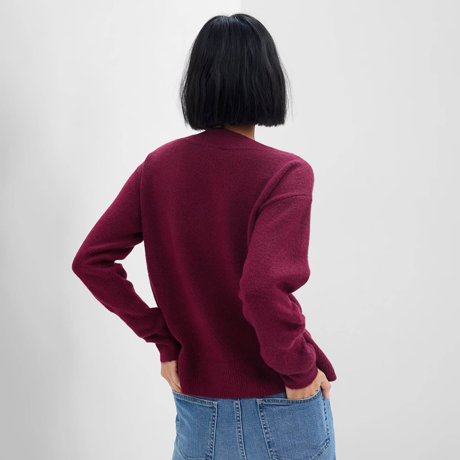 Damen Pullover GAP V Neck Sweater Acai Berry