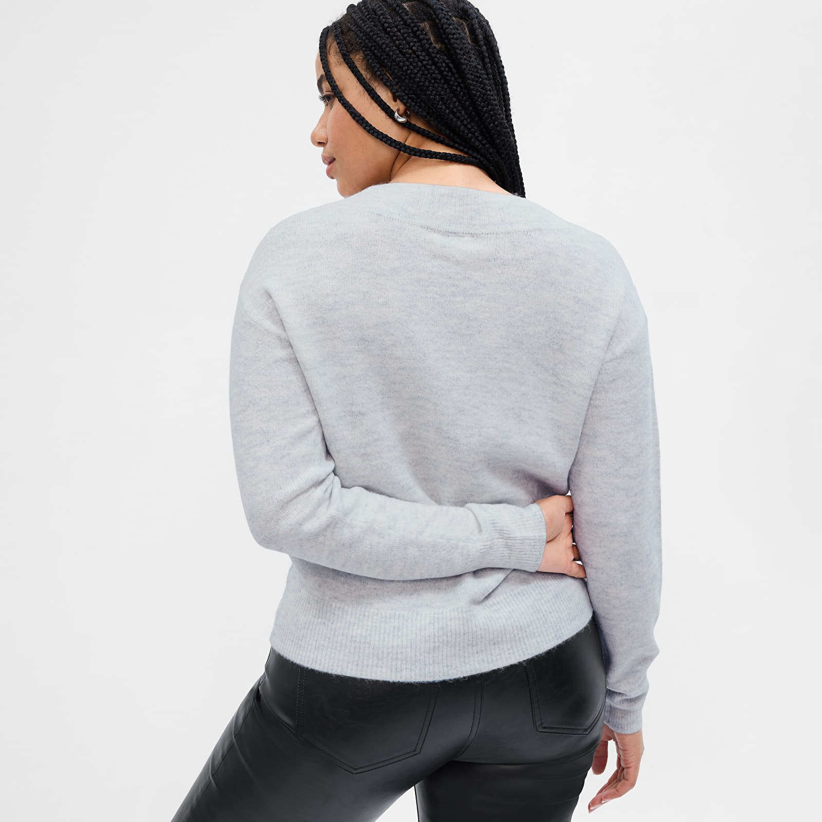 Damen Pullover GAP V Neck Sweater Light Heather Grey