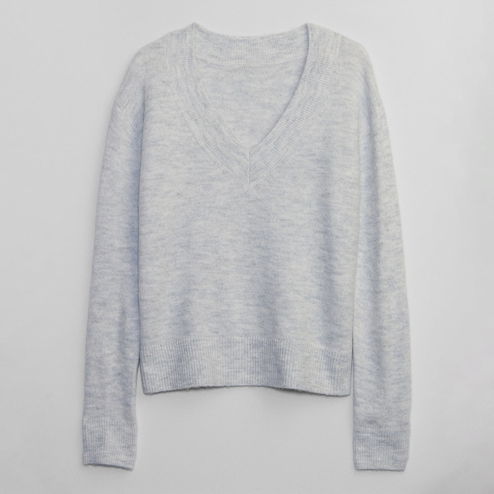 Damen Pullover GAP V Neck Sweater Light Heather Grey
