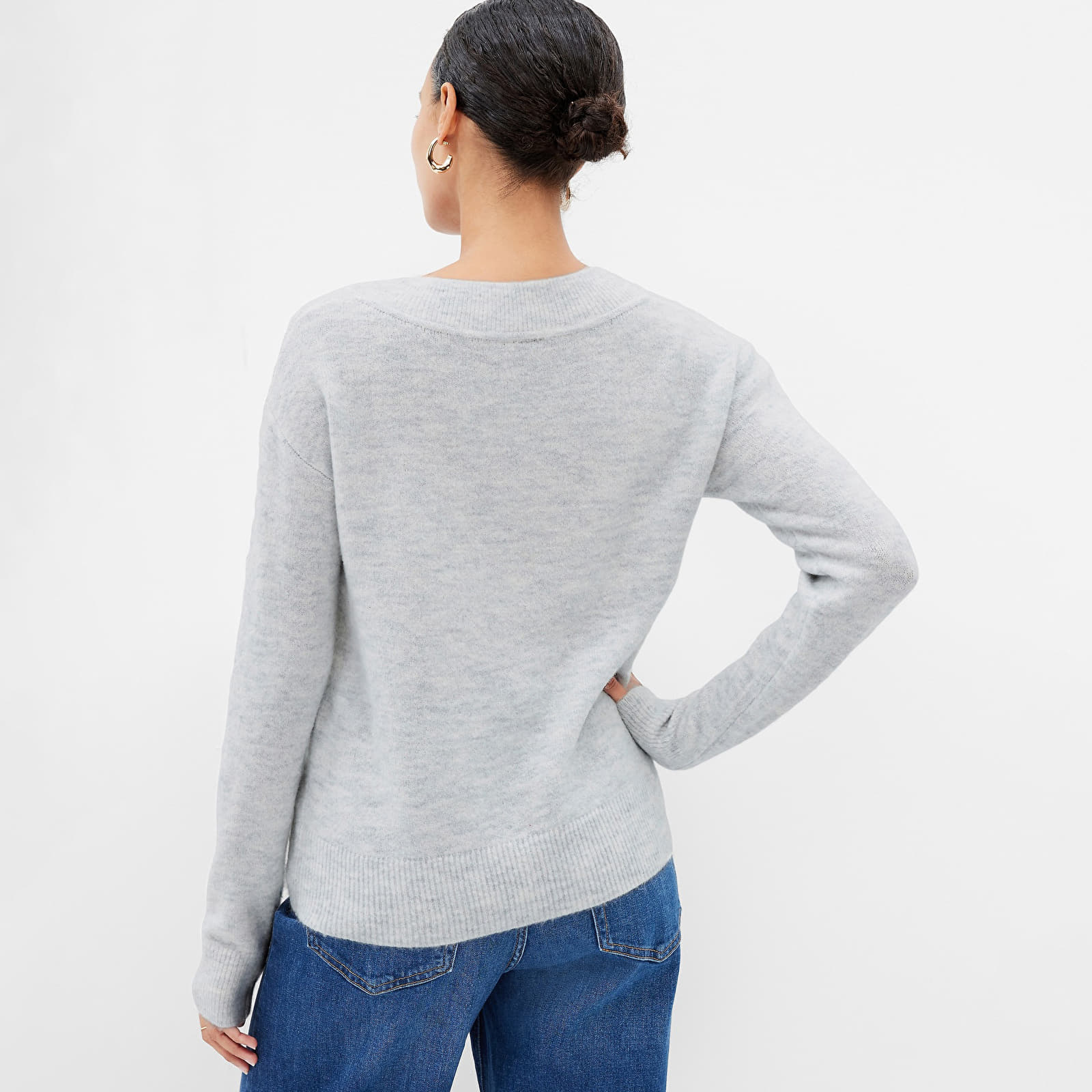 Damen Pullover GAP V Neck Sweater Light Heather Grey