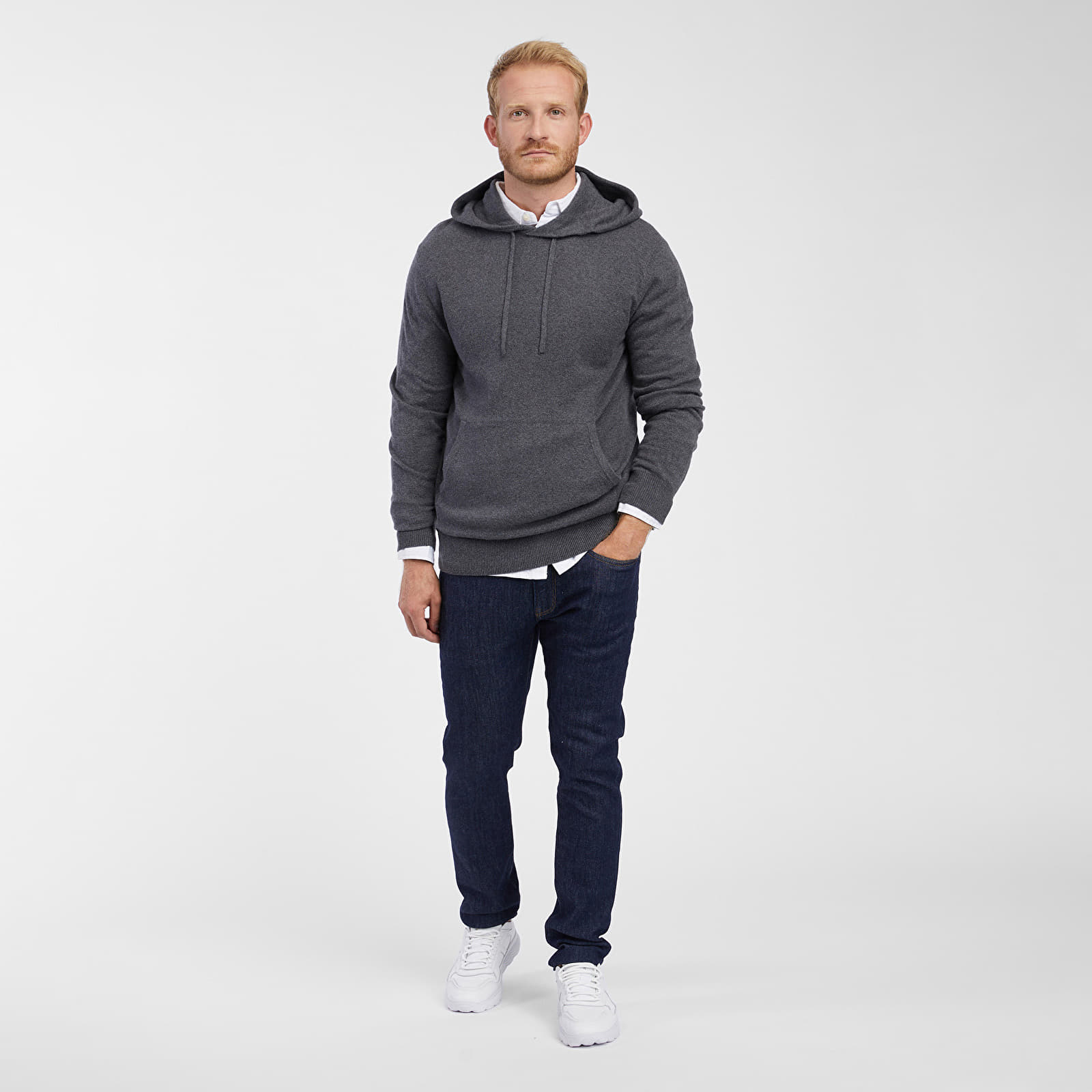 Ανδρικά πουλόβερ GAP Cashsoft Hoodie Charcoal Heather